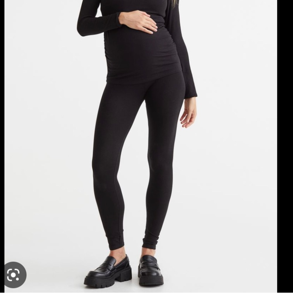 HM Mamma black seamless maternity leggings high waisted stretchy size medium